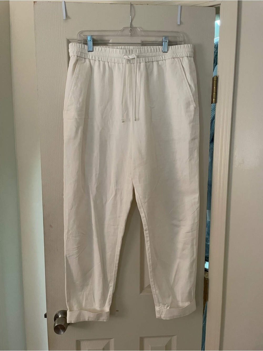 White Drawstring Casual Pants